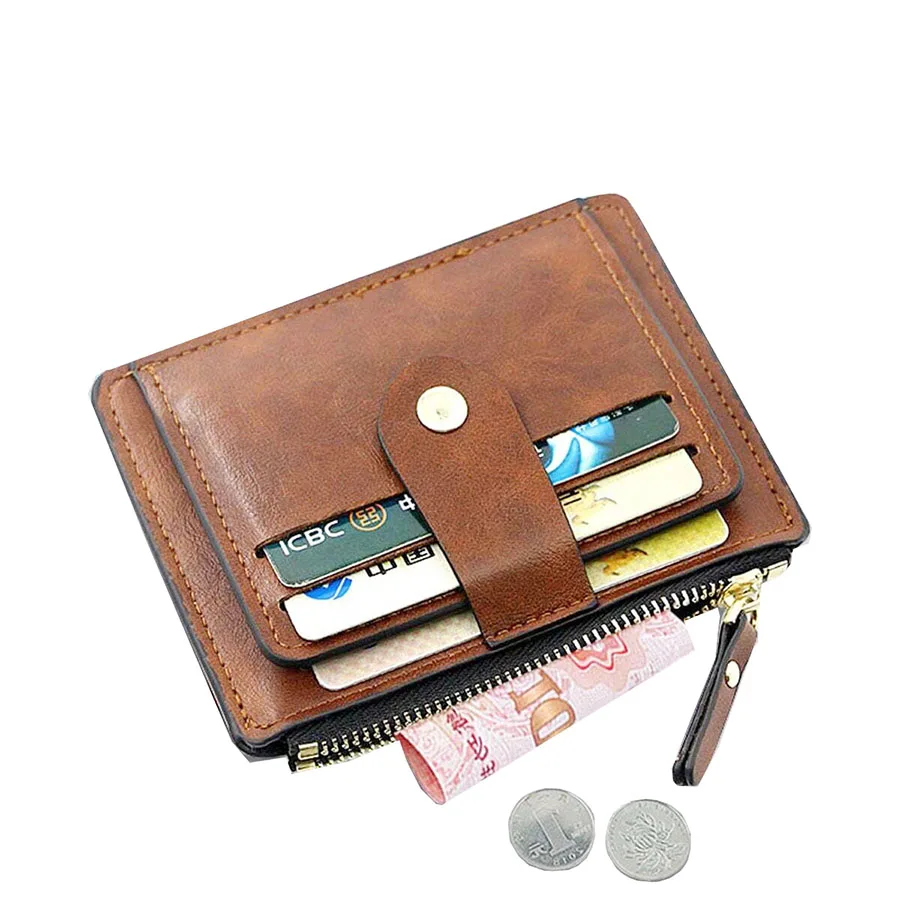 Men  credit  card holder Pu Leather Wallet Zipper Coin Pocket Card Case Purse credit  card holder for men and women