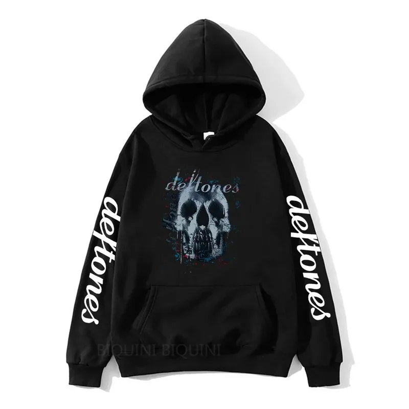 Deftones skull black band hoodies men's punk hip hop sweatshirts gothic vintage rock pullovers unisex streetwear tops male