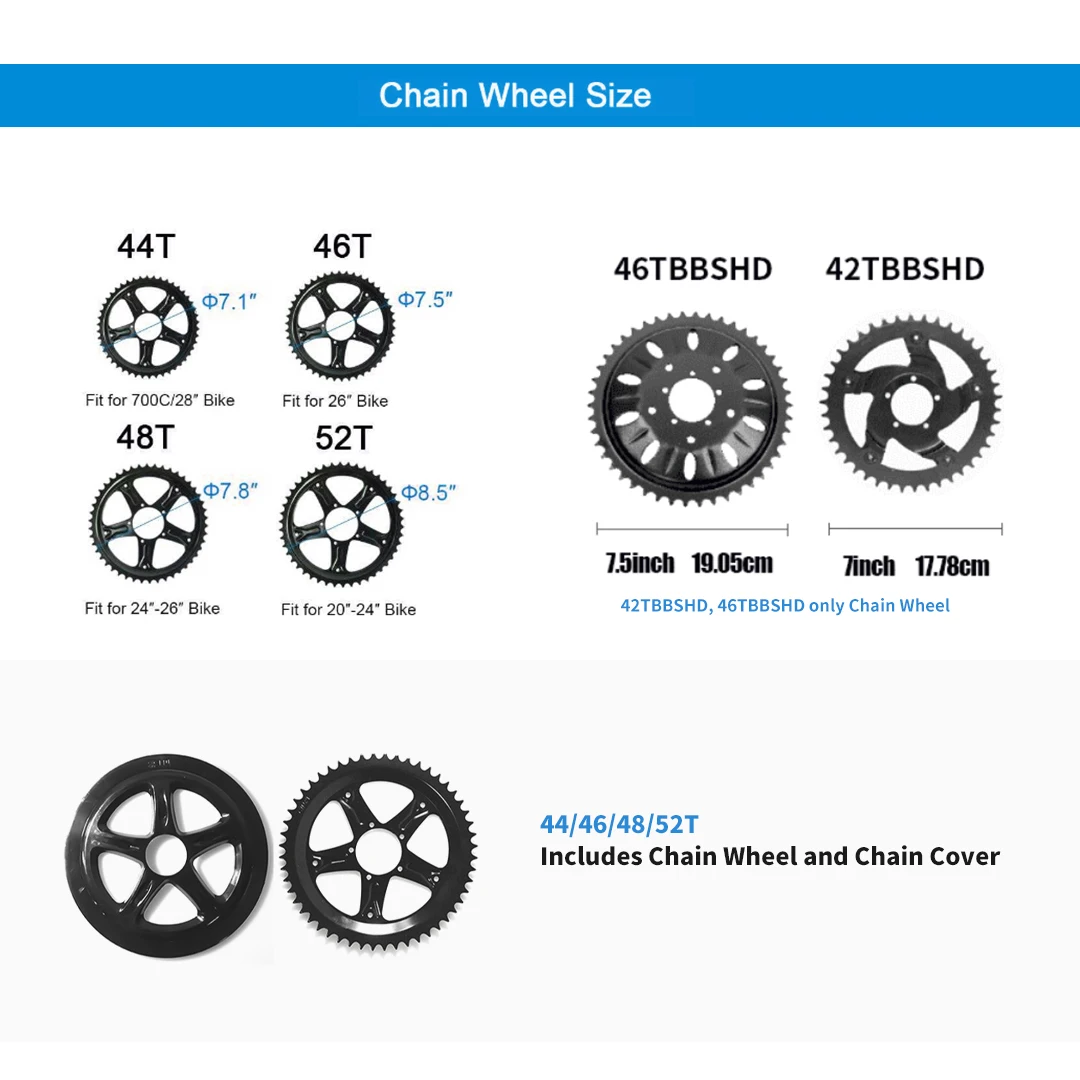 Chainring for BAFANG BBS01/02 or BBSHD Sprocket chainwheel for 8FUN BBS BBSHD Accessories