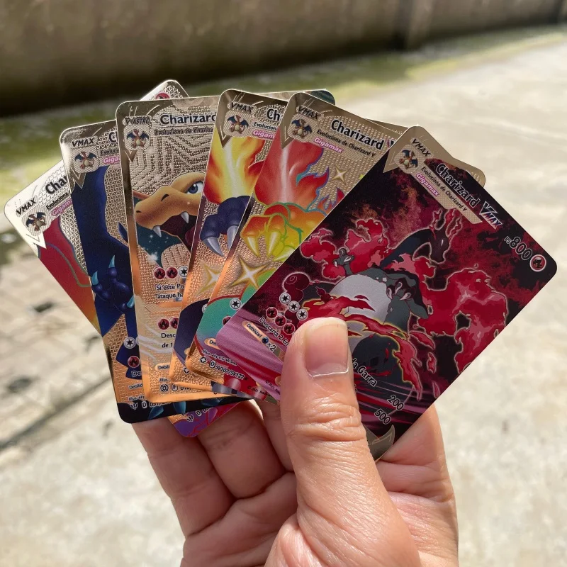 Spanische Pokemon-Metallkarten Charizard Pikachu Vmax Vstar Rayquaza GX Anime Goldene Pokemon-Sammelkarten – Detail 7