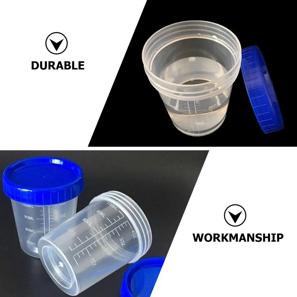 

25Pcs Plastic Specimen Cups 120Ml Screw Lid Leak Proof Urine Sealed Bottles Laboratory Measuring Sample Containers