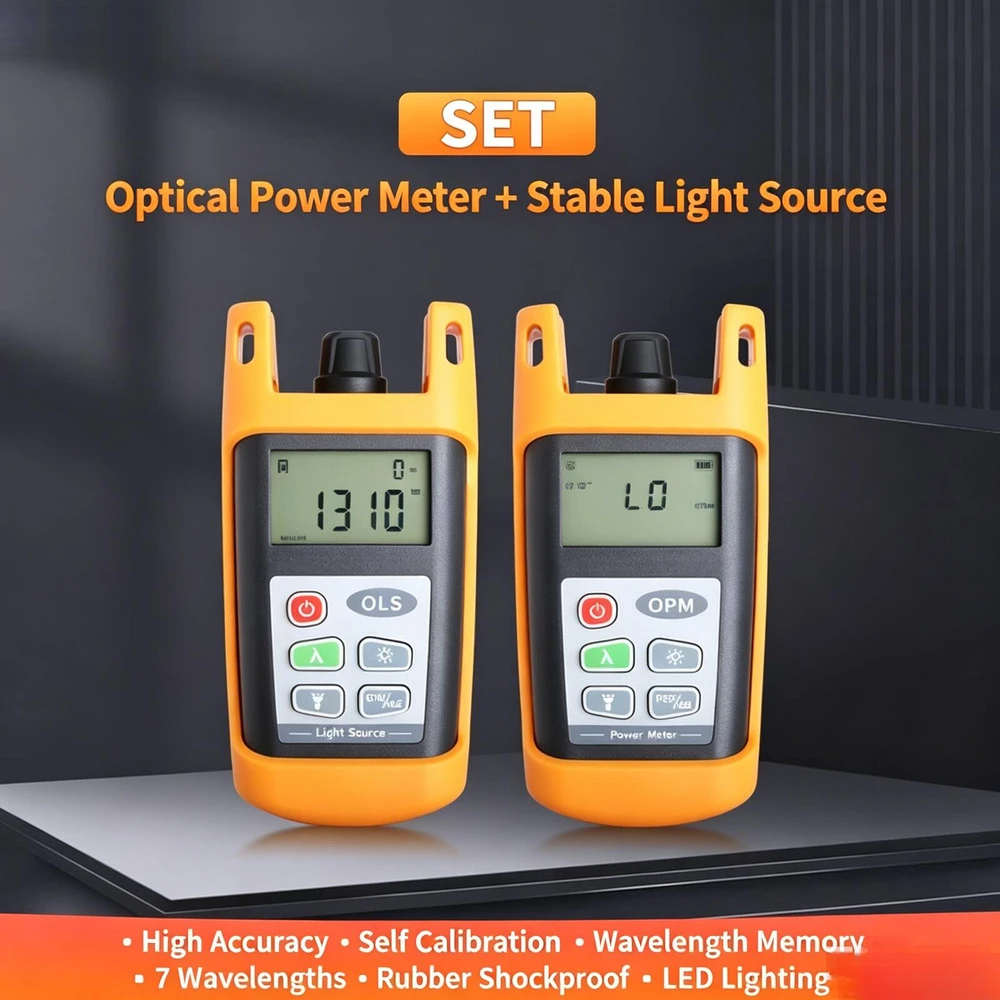 Handheld Optical Power Meter Fiber Optic Source 1310/1550nm Fiber Optic Cable Tester OPM Stable Laser Light Source