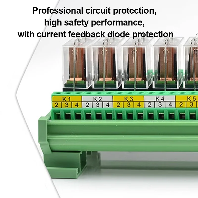 8 Channels 1NO+ 1NC DIN Rail Mount Interface Relay Module With G2R-1-E 16A  INPUT DC 12V 24V PNP NPN Compatible
