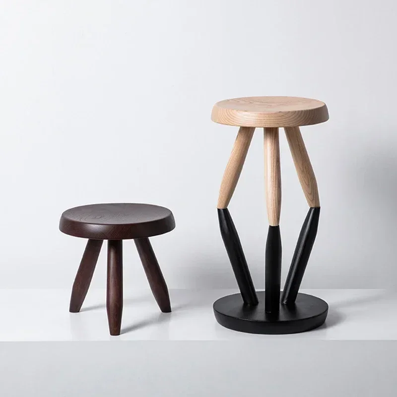 Nordic Living Room Furniture Solid Wood Round Stool Porch Shoe Changing Stool Office Footrest Mobile Seat Simple Modern Chair