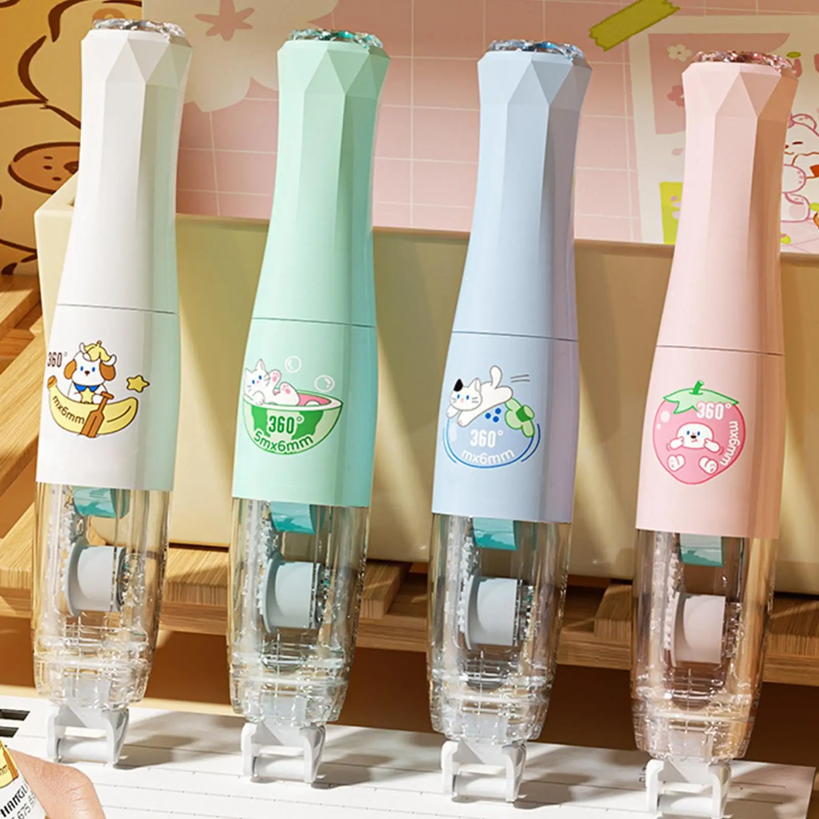 سجل القصاصات شريط لاصق 360 درجة دوران شرائط 4 قطع سجل القصاصات الحرفية الغراء عداء للحرف اليدوية سكرابوكينغ المجلات #4