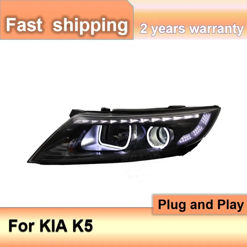 Car Accessories for Kia Optima K5 Headlamp 2014 2015 Optima Headlight LED DRL Lens Double Beam H7 HID Xenon