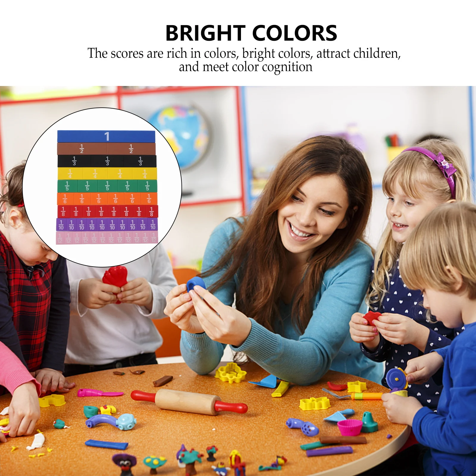 1 ensemble de blocs de fractions magnétiques, puces numériques Eva, puzzle éducatif coloré d'apprentissage des mathématiques, outil de développement de la petite enfance