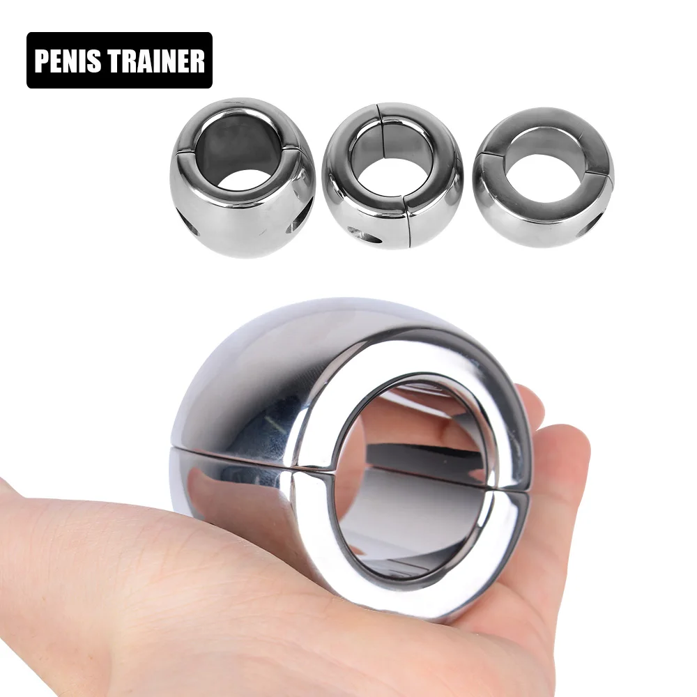 448-833g Heavy Stainless Steel 30-60mm Penis Ring for Men Cock Exerciser Scrotum Lock Testis Stretcher Sex Toys Male Masturbator