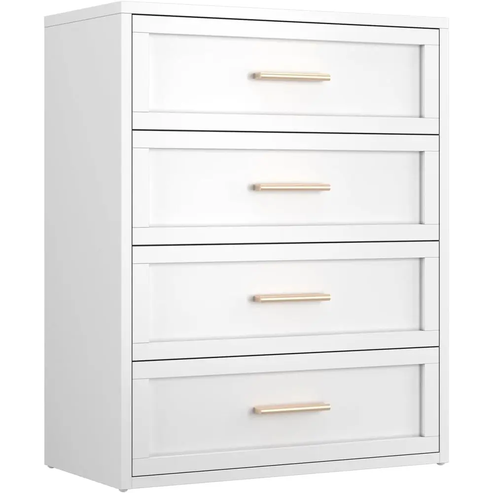 

White Metal Drawer Cabinet for Bedroom, Tall Storage Chest with Handles, Ideal for Living and Children's Rooms