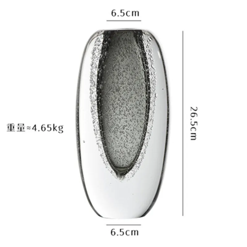 Imagem -06 - Europeu-estilo Simples Mão-soprado Grosso-fundo Cinza Bolha Vaso de Vidro Sala de Estar Escritório Conjunto de Flores de Alta Qualidade