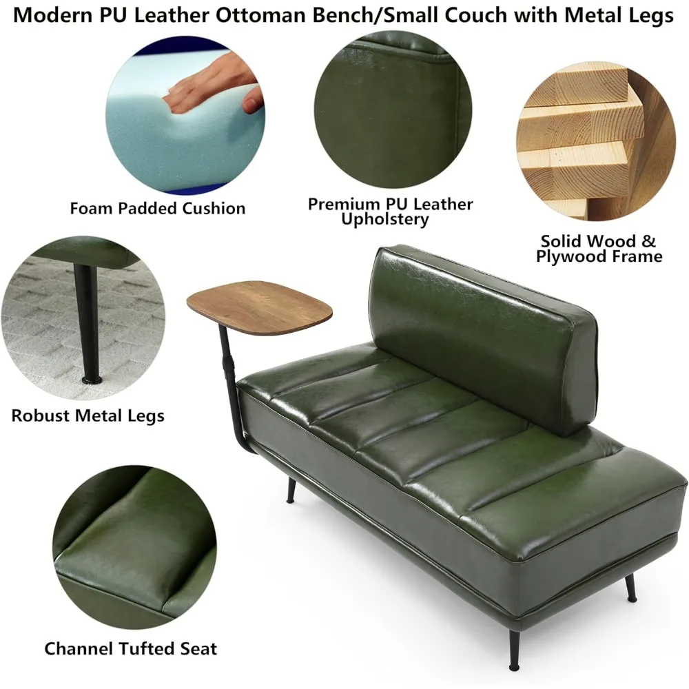 หนัง PU ห้องนอน Ottoman Bench 53.2 "ยาว Ottoman ม้านั่งสําหรับห้องนั่งเล่นปลายเตียงสี่เหลี่ยมผืนผ้าหน้าต่าง Entryway Bench