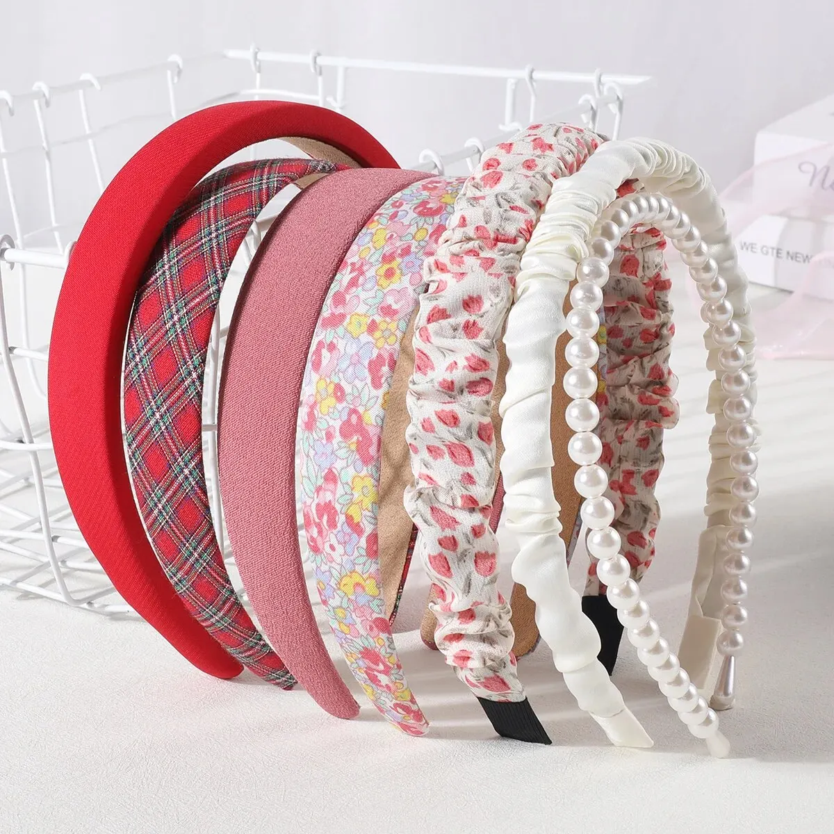 7Pcs/Set Fashion Women Hair Bands Headdress Cloth Headband Girls Printed Hairband Sponge Hair Hoop Hair Accessories Headwear