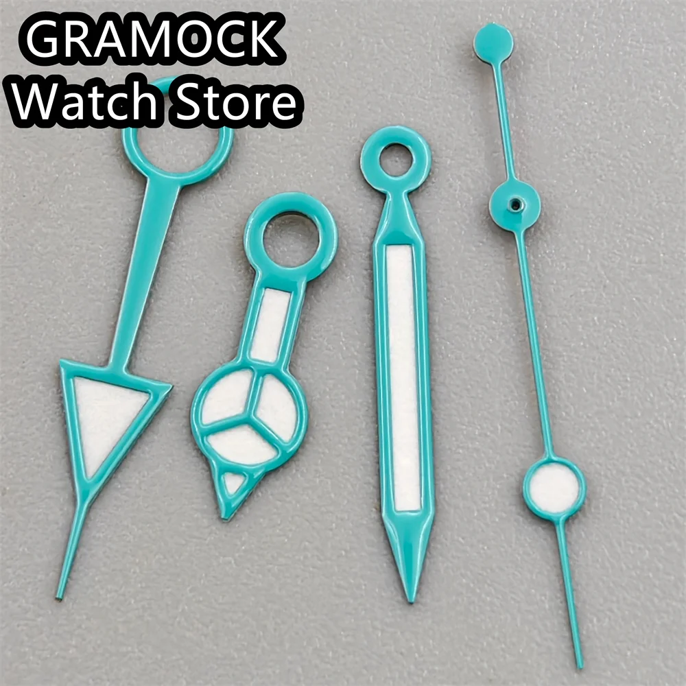 GRAMOCK Watch Hands Blue Hands Green Luminous Fit NH34 NH35 NH36 NH38 Movement Watch Replacement Parts