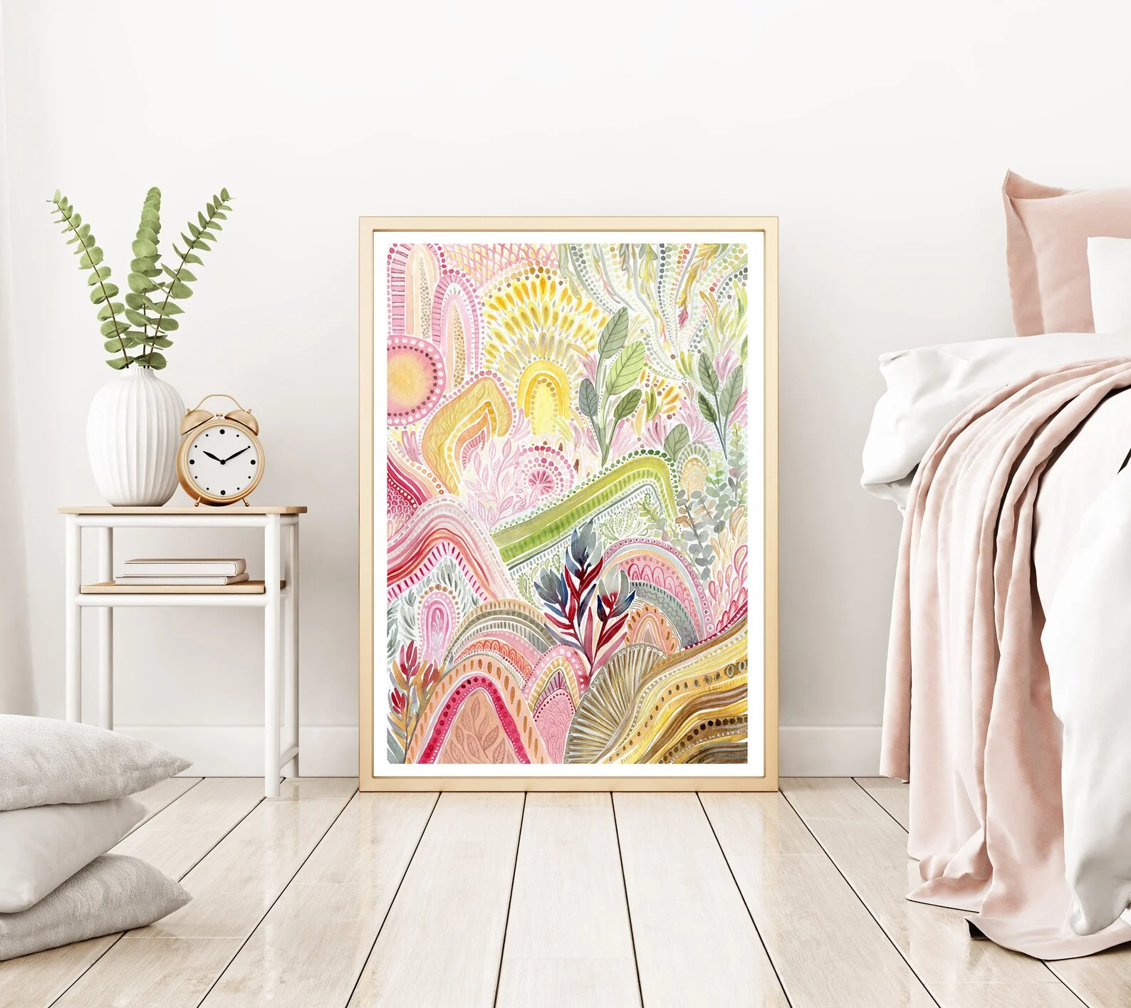Abstract Rainbow Mountains Art Print,Canvas Wall Print， High‑Grade Home Decoration Artwork for Bedroom, Living Room, Office & In