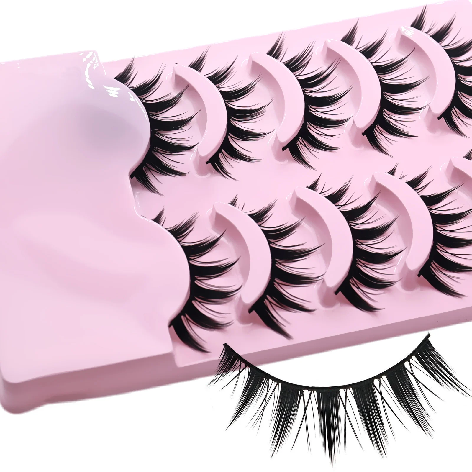 5 Paar Manga-Katzenaugen-Wimpern, natürliche, flauschige 3D-Volumen-Wimpern, wiederverwendbare, weiche Kunstwimpern – Detail 3