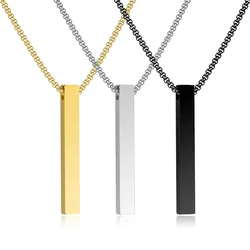 Silver Color Strip Shape Geometric Pendant Simple Trendy Necklace Collarbone Chain For Women Delicacy Birthday Gifts