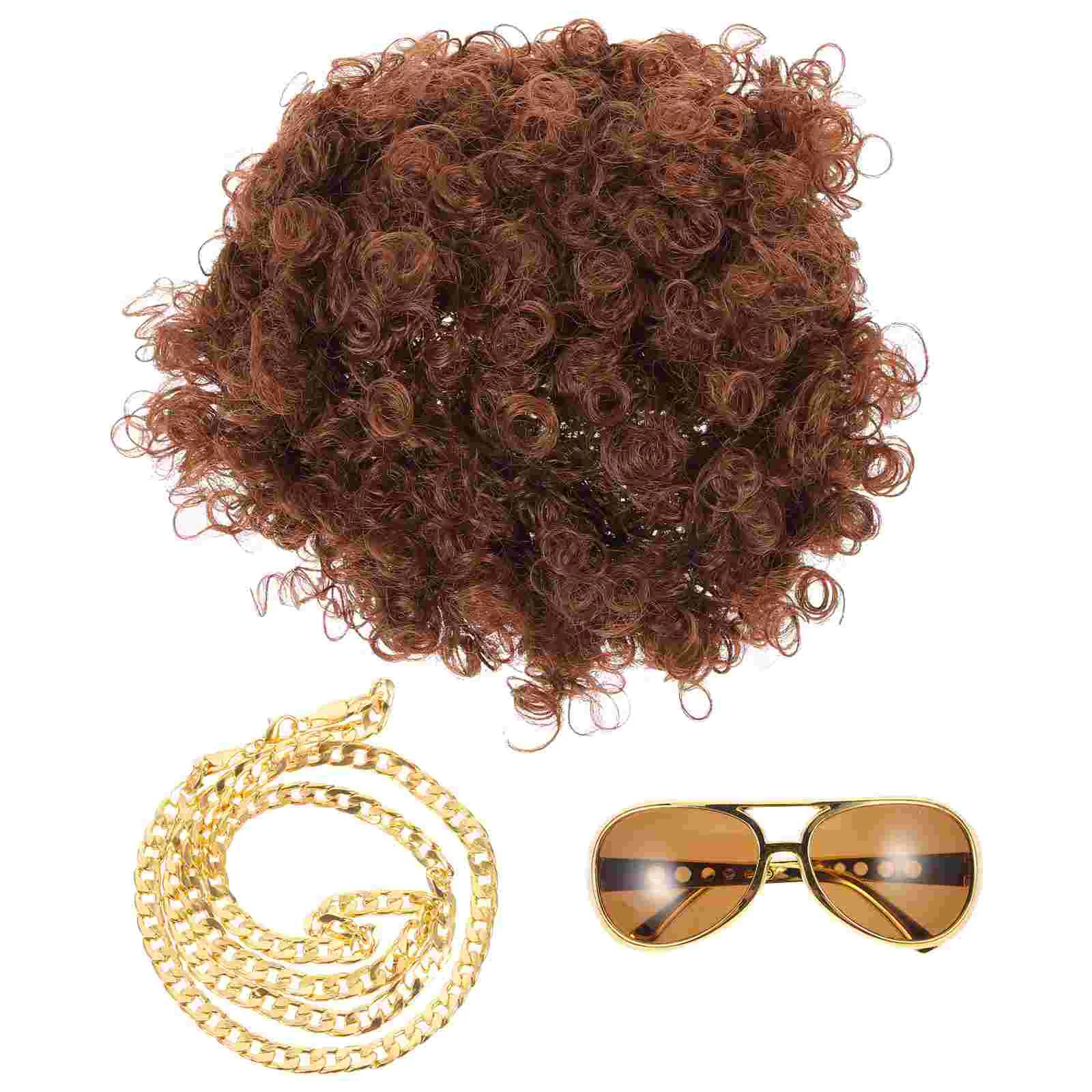 80s Costume Accessories Disco Party Glasses Set Necklace 70s Curls Metal Men Man Sunglasses