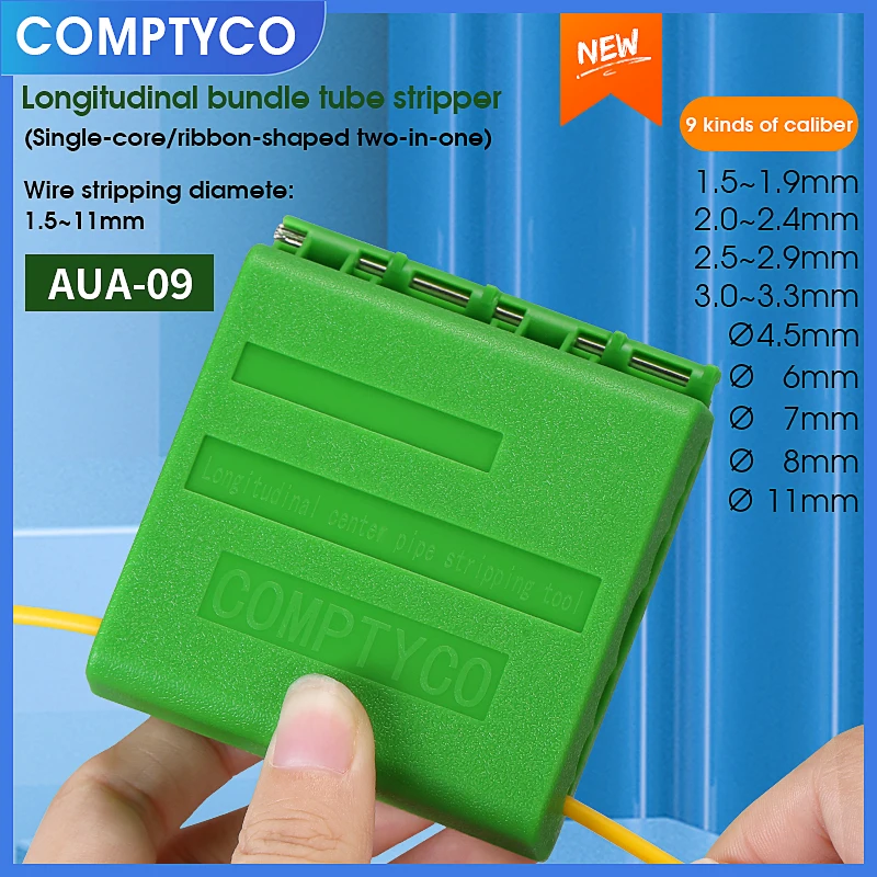 COMPTYCO AUA-09 Fiber Optic Cable Stripper 1.5-11MM Longitudinal Optical Fiber Center Pipe Stripping Tool Ribbon Tube Slitter