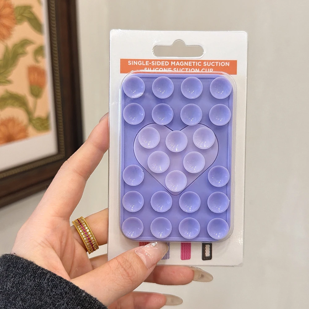 MagSafe Compatible Phone Holder, 24pcs Silicone Suction Cup Selfie Stand, Heart Square Grip, Hands-Free iPhone Accessory view 5