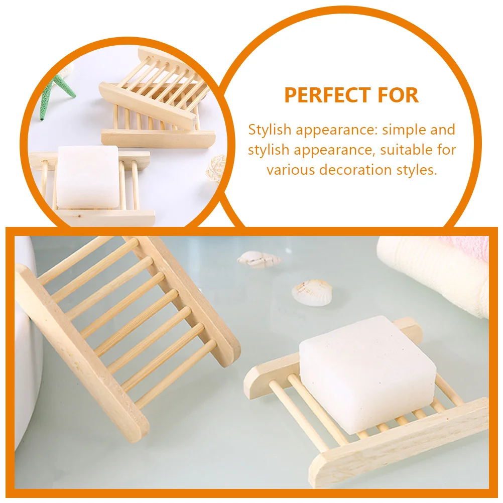 10 Pcs Soap Dish Bathroom Large No Punching Drain Storage Rack 10pcs Tray Container Wooden Bamboo Travel