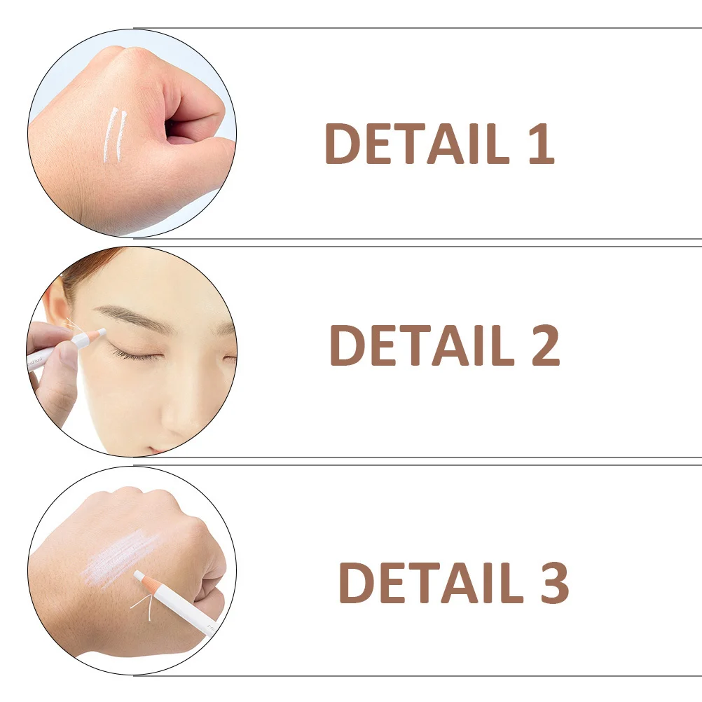 2 Stuks Waterdichte Wenkbrauwpotloden Wit Langdurige Delicate Make-Up Pen Voor Vrouwen Eyeliner Markeerstift Zijderups Tool Houten