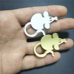 Cute Fat Mouse Brooches for Women Gold Silver Color Mirror Acrylic Jewelry Fashion Accessories