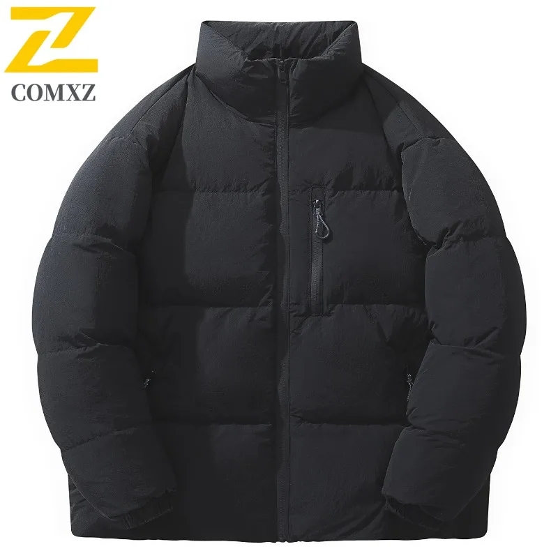 COMXZ Mens Down Jacket Stand Collar Outdoor Cycling Windproof Warm Parka Luxury Travel Cold Resistant Winter New Padded Jackets