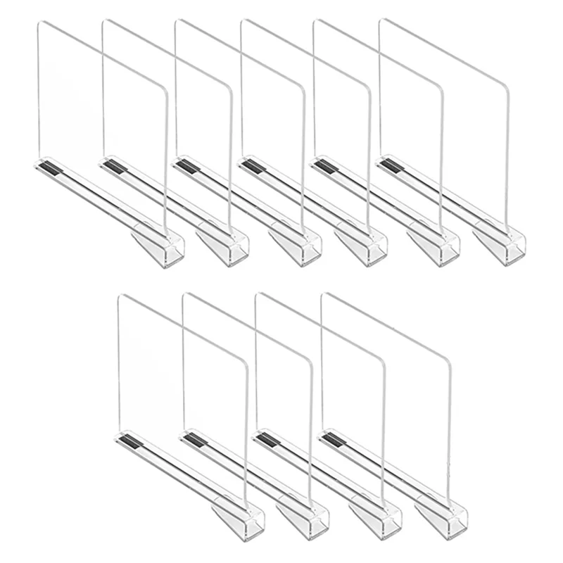 10Pcs Clear PET Shelf Dividers for Closet Transparent Closet Shelf Divider Organizer for Bedroom, Office