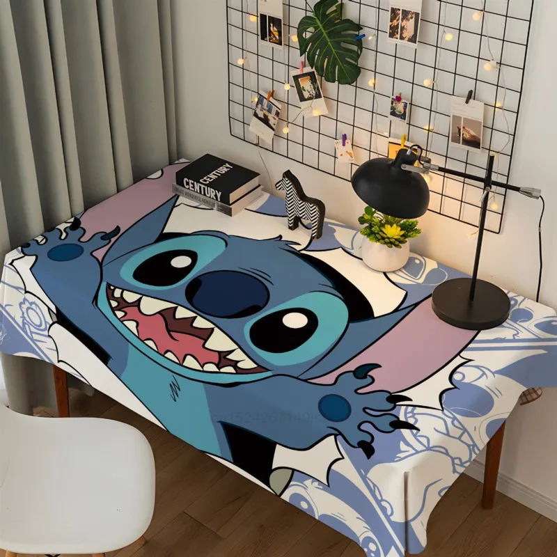 

Disney Cartoon Stitch Pattern Cute Tablecloth Student Dormitory Book Tablecloth Decorative Cloth Meal Tablecloth Tea Table Cloth