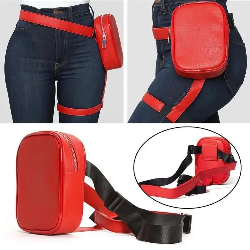 Retro Women Waist Leg Belt Leather Bag New PU Leg Harness Bag Thigh Bags Motorcycle Waterproof Multi-Function