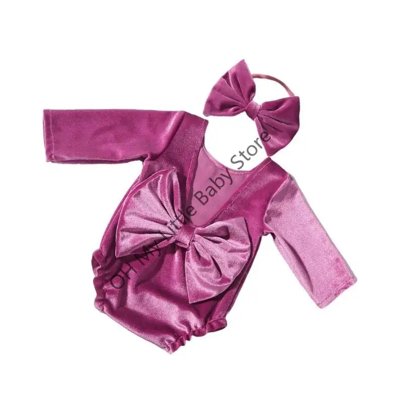 

M76C детская фотография костюмы одежда Bowknot Hedsding и Romp