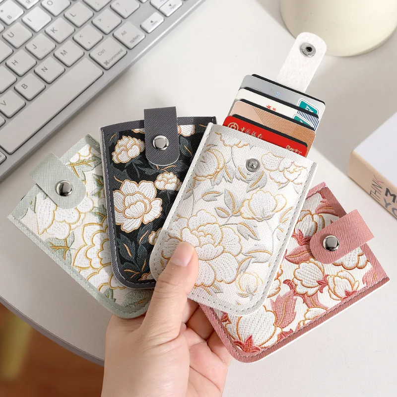 Pull‑out Id Card Holder Protector Creative Card Sleeve Multi Card Slots Storage Slim Thin Wallet for Men Women