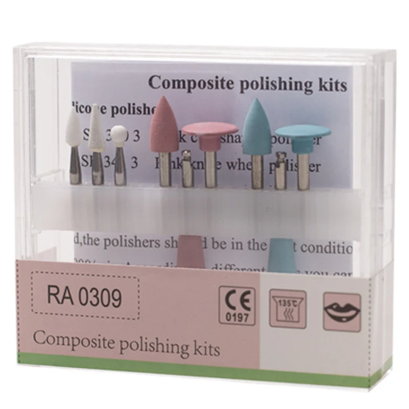 

9 шт. набор для полировки стоматологической смолы RA0309 3 керамические шлифовальные головки 6 полировальных шлифовальных головок для стоматологических инструментов Contra Angle