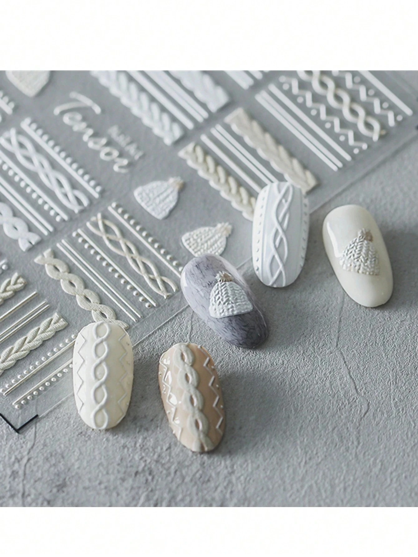 1 foglio adesivo per unghie 5D elegante modello maglione con adesivo decalcomanie decorazione adesivi per unghie fai da te