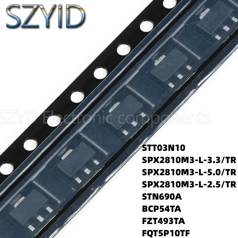 100PCS SOT223 STT03N10 SPX2810M3-L-3.3/TR SPX2810M3-L-5.0/TR SPX2810M3-L-2.5/TR STN690A BCP54TA FZT493TA FQT5P10TF