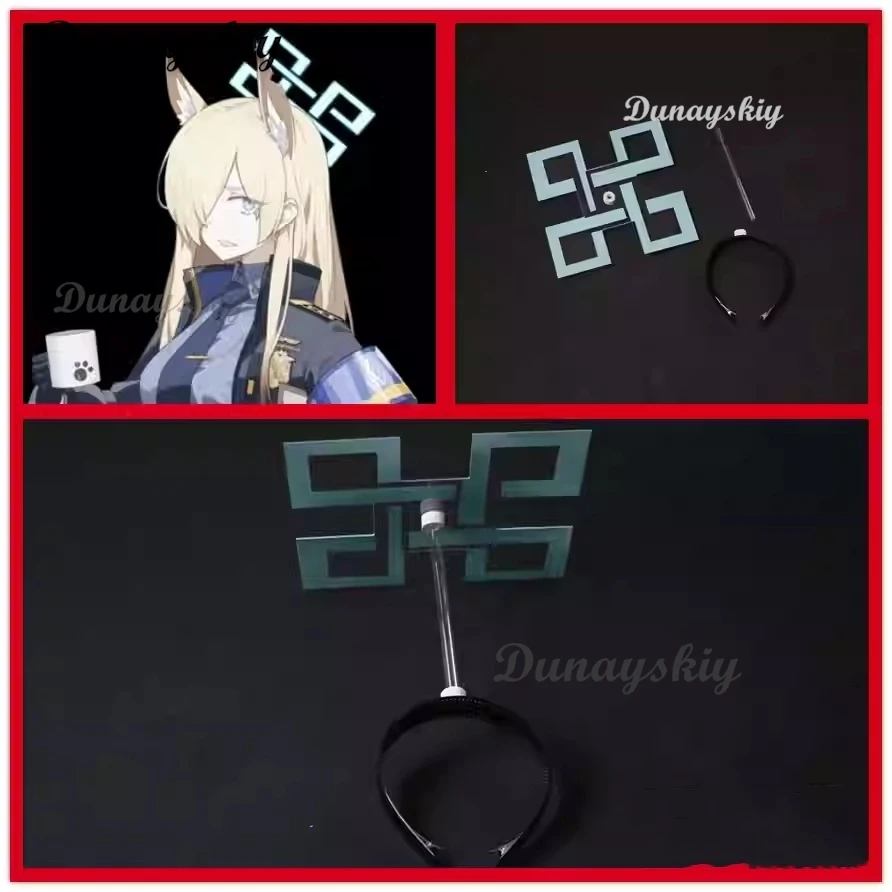 Blue Archive Ogata Kanna Cosplay-Perücke mit Ohren, 60 cm, blonder Pferdeschwanz, Kunsthaar, hitzebeständig, für Halloween, Party, individuell