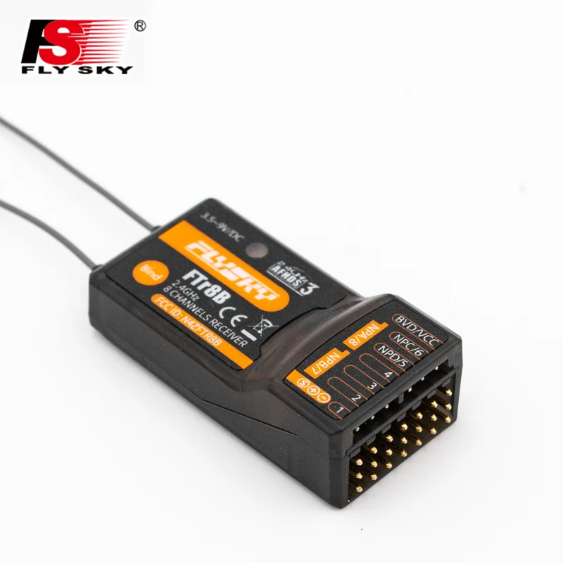 

FlySky FTr8B 2.4GHz 8CH Receiver for RC Airplane Helicopter Fixed Wing Glider Vehicle Drone Dual Antenna for AFHDS3 Transmitters
