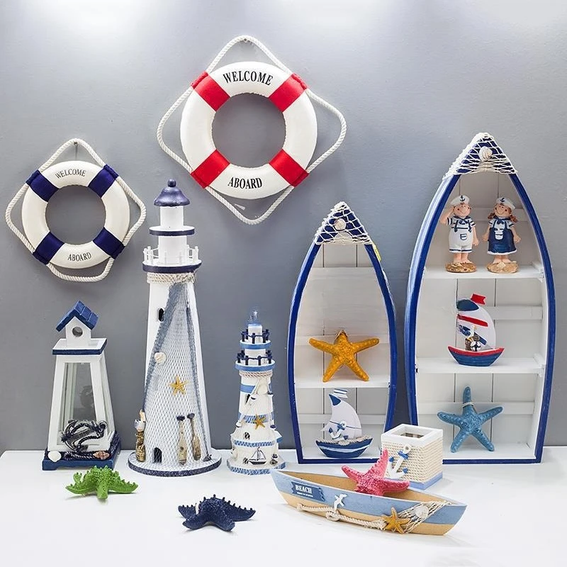 

Mediterranean style table decoration lighthouse sail rudder ornament ocean wind creativity