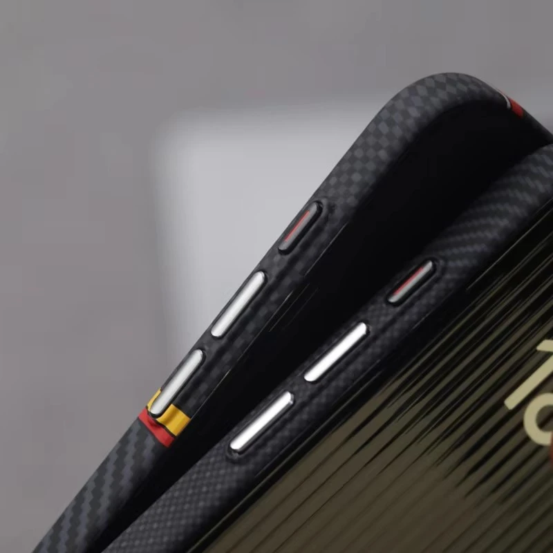 Casing ponsel warna Hit, pelindung tahan guncangan PC keras tekstur serat karbon untuk iPhone 16 15 14 13 Pro Max Plus