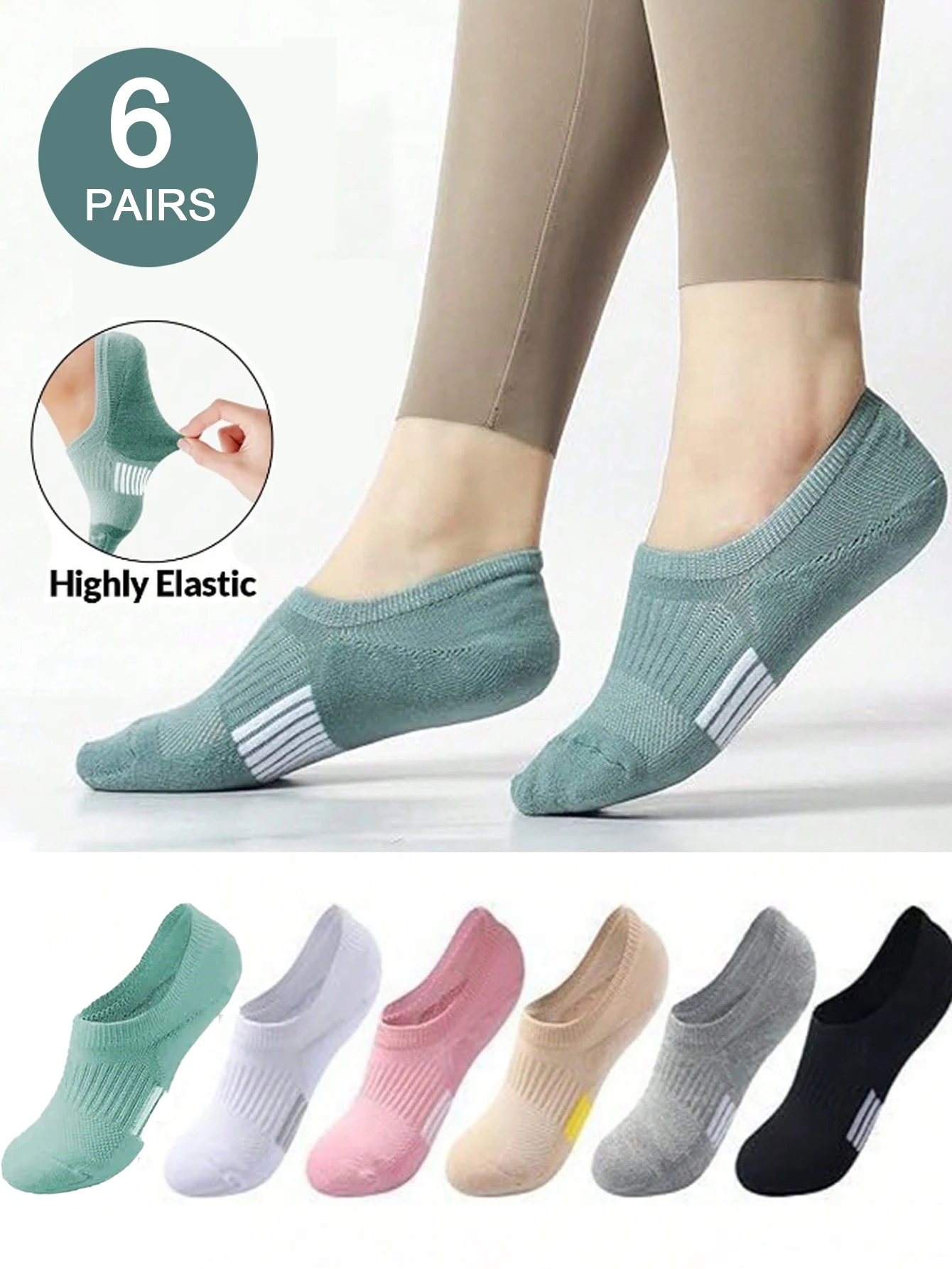 

3/6pairs Women Invisible Low Cut Sports Socks Women Breathable Mesh Invisible Ankle Socks Solid Color Sports Leisure Socks
