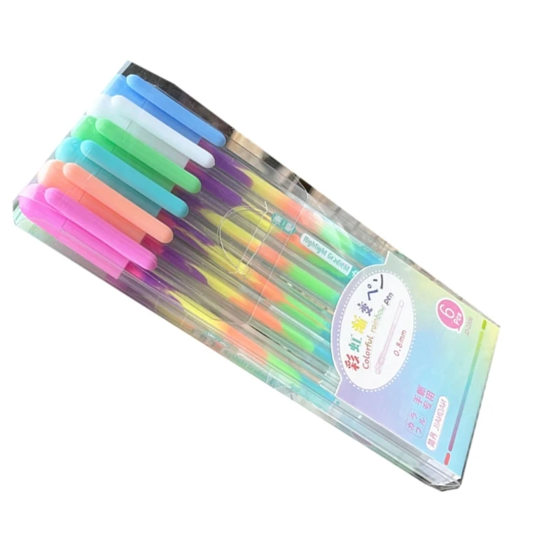 6/12x Regenbogen-Gelstift, bunter Regenbogen-Stift, Regenbogen-Kugelschreiber, Neon-Gelstift zum Schreiben, Zeichnen, Skizzieren