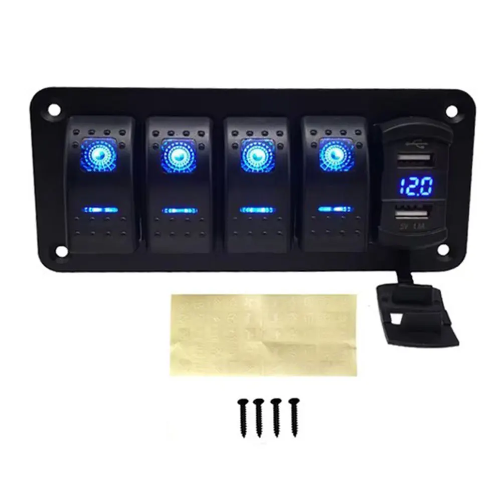 DIY Projects LED Light Panel 12V 24V Switch Built-In Voltmeter Flame-Retardant Material High-Quality Aluminum For Truck
