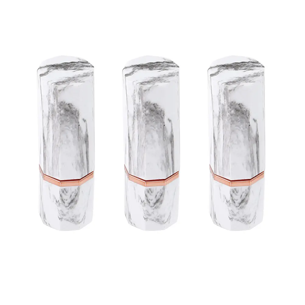 3 Tubos de Lápiz Labial de Mármol, Elegantes Mini Envases para Bálsamo Labial, Tubo Portátil para Reenvasado de Lápiz Labial para Mujeres, Uso en Viajes