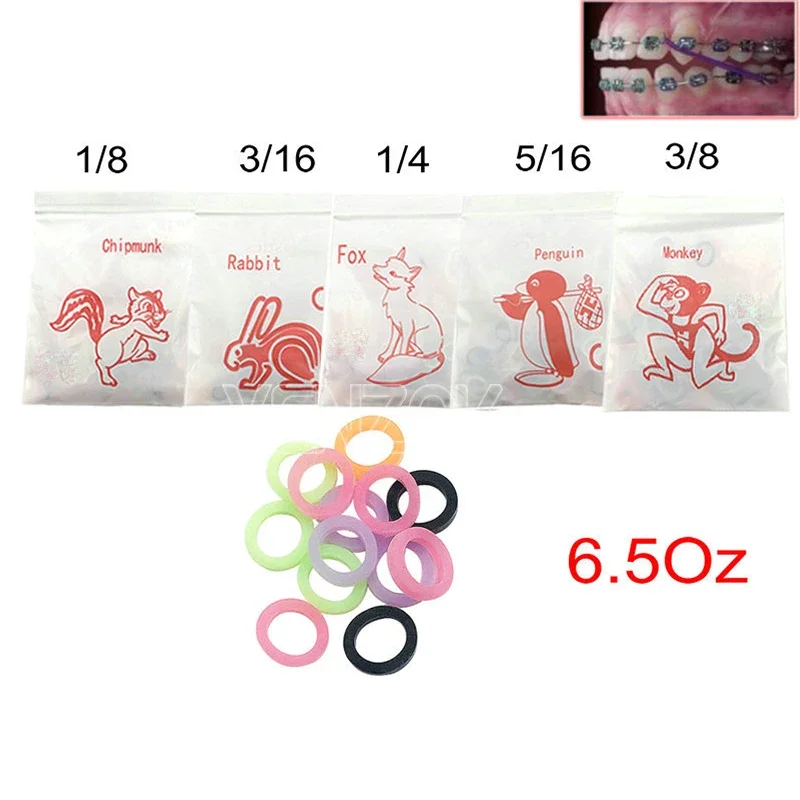 

100Pcs/Bag Dental Orthodontic Elastics Rubber Bands 3.5Oz 6.5oZ Zoo Pack Latex Braces Force Dentistry Tools