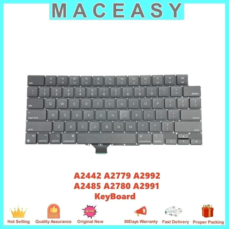 New Loptop MacBook Pro 14/16inch Replacement Keyboard US UK Usr for A2442 A2779 A2992 A2485 A2780 A2991 Backlight 2021-2024Year