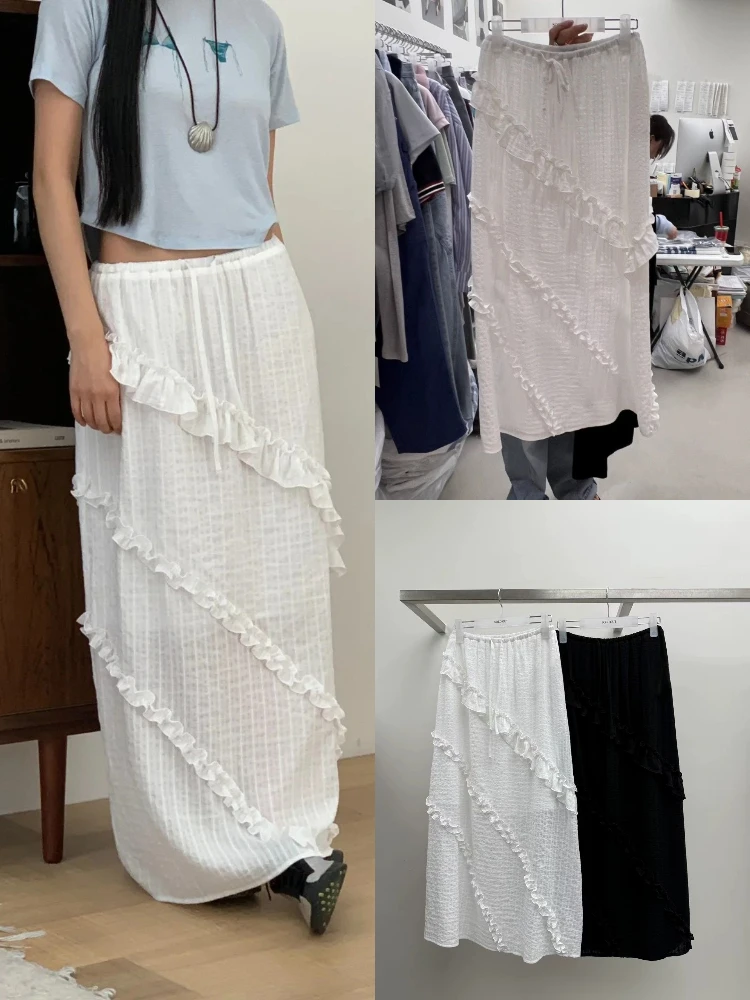 

Деревянная юбка Sweet Fairy Sle, длинная юбка трапециевидной формы с высокой талией, весна-лето, модные женские юбки