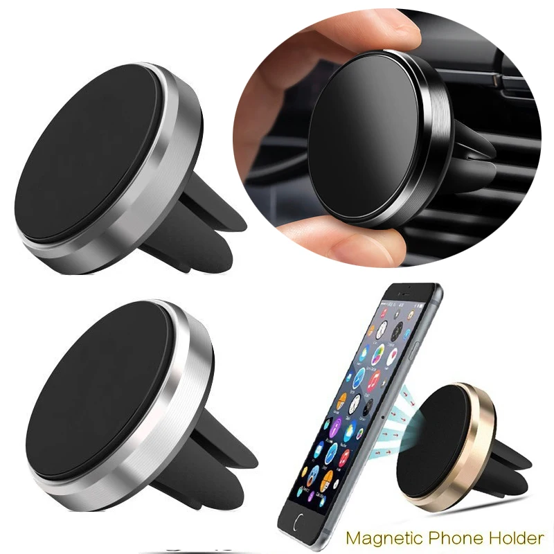 

Round Magnet car Holder Magnetic phone Bracket GPS portable Car Air outlet Holder Aluminium Alloymagnetic Mobile Phone Holder