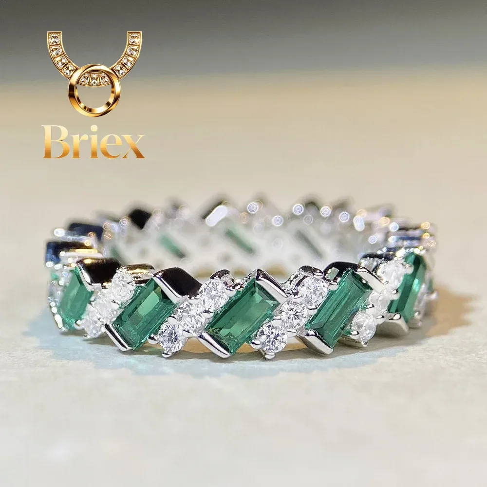 

Briex Jewelry Delicacy Luxury white gold solid platinum PT950 women's diamond ring Women's Emerald Cut Diamond Ring