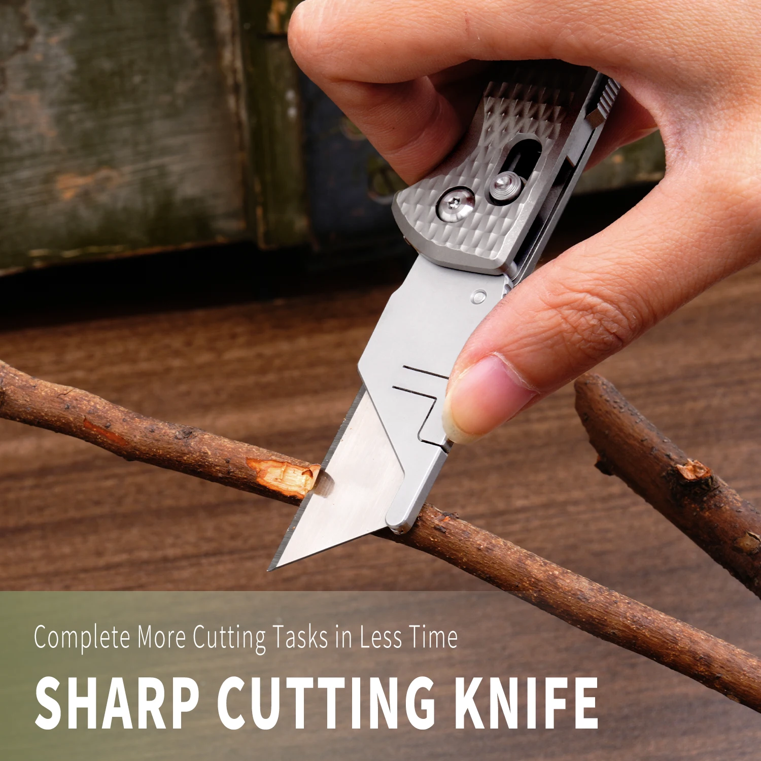 TGZUO Titanium Folding Utility Knife, EDC Pocket Knife with clipk, Lightweight Box Cutter W/10PCS Razor Blades (TARGET DESIGNS) view 3