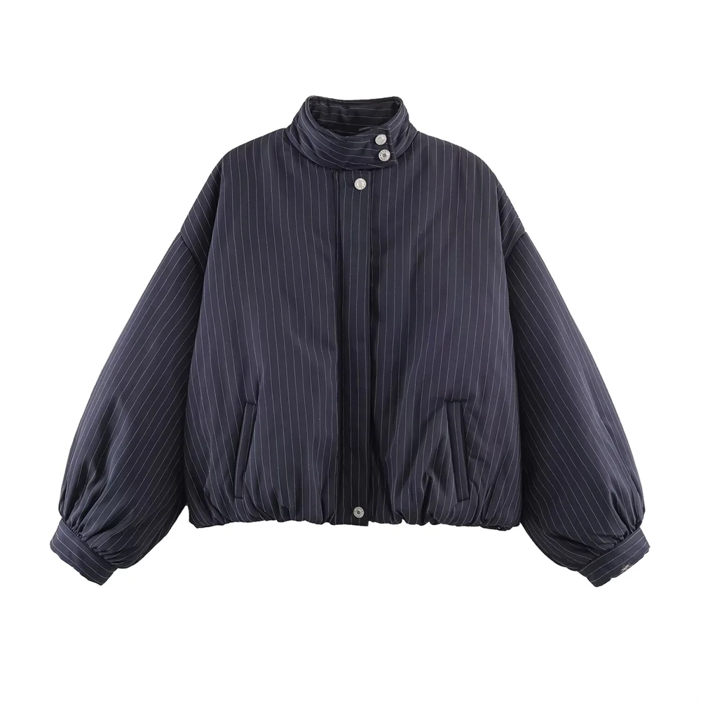 

Новая женская модная куртка-пилот 2026 года с воротником-стойкой, длинными рукавами, тонкими полосками, свободного кроя, повседневная